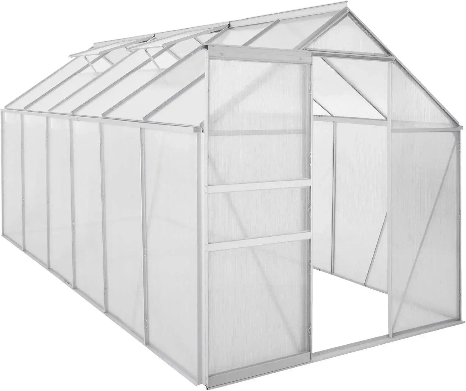 Zelsius Aluminium Gewächshaus 380 x 190 cm mit UV-beständigen 6 mm Hohlkammerplatten, frostfest